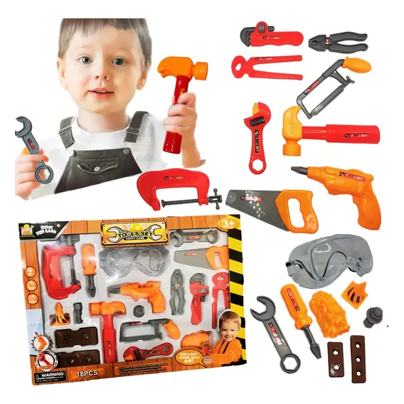 Brinquedo Infantil Ferramentas Menino Martelo Serra Parafuso Foto 1