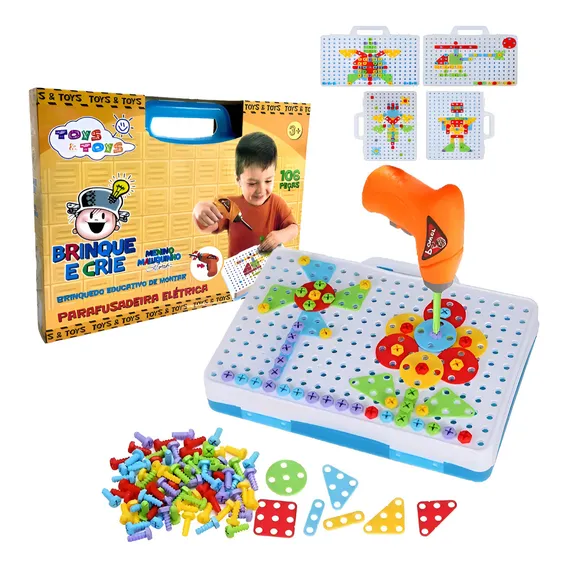 Brinquedo Infantil Monta Desmonta Cenários Com Parafusadeira Cor Colorido Foto 1