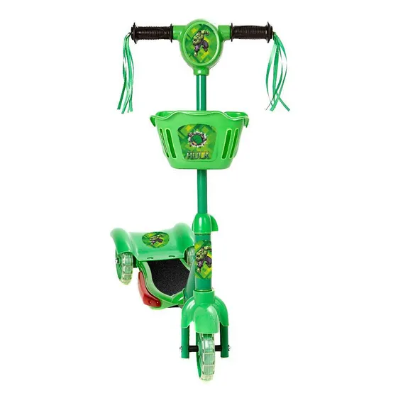 Brinquedo Infantil Patinete Hulk 3 Rodas C Cestinha Luz Foto 1