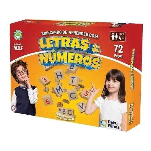 Brinquedo Jogo Educativo Escolar Letras Números Madeira Mdf Foto 1