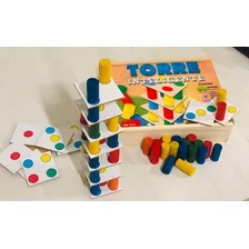 Brinquedo Jogo Torre Inteligente Colorido Madeira Educativo Foto mini  3