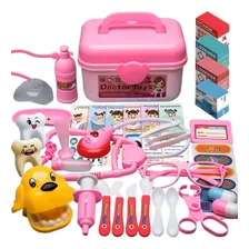 Brinquedo Kit Maleta Rosa Médico Dentista Veterinário Mala Foto  mini 1