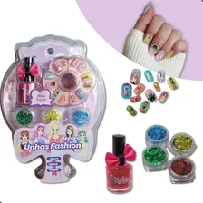 Brinquedo Kit Manicure Unhas Postiça Infantil Decoradas Foto  mini 1