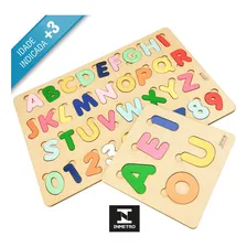 Brinquedo Madeira Letras E Numeros Tabuleiro Grande + Vogais Foto mini 1