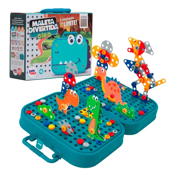 Brinquedo Maleta Monte O Mundo Dino Colorida Itens Foto 1
