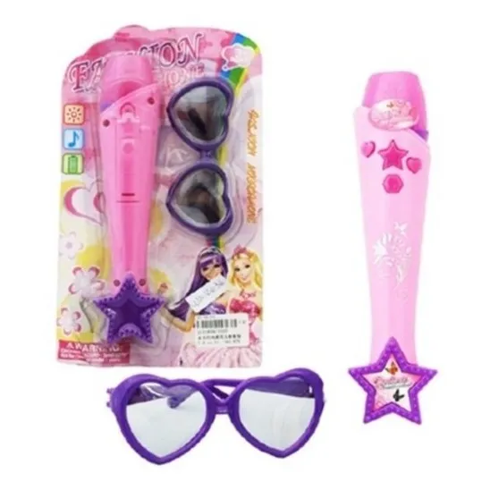 Brinquedo Microfone Musical Infantil Com Luz E Som Menina Foto 1