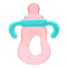 Brinquedo Mordedor Com Água Mamadeira Rosa Bebê Buba Foto  mini 1