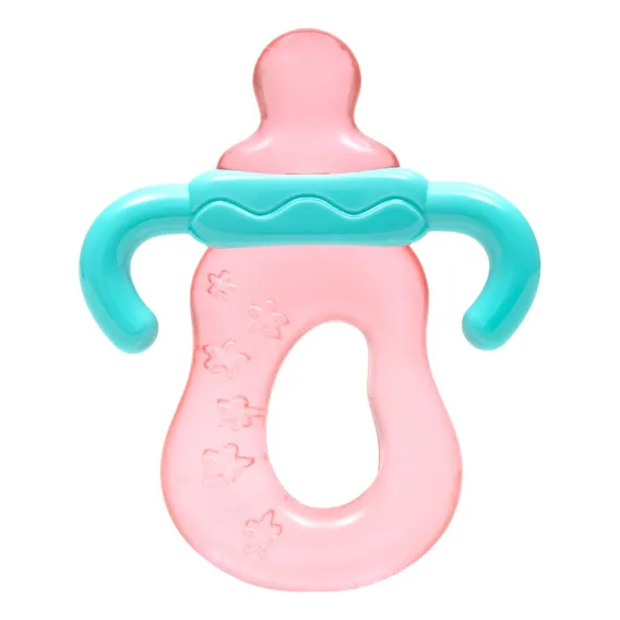 Brinquedo Mordedor Com Água Mamadeira Rosa Bebê Buba Foto 1