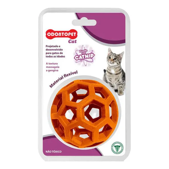Brinquedo Para Gato Todas Idades Odontopet Cat Bola Laranja Foto 1
