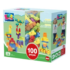 Brinquedo Pedagogico Blocos Montar Encaixar 100 Peças Dismat Foto mini 1