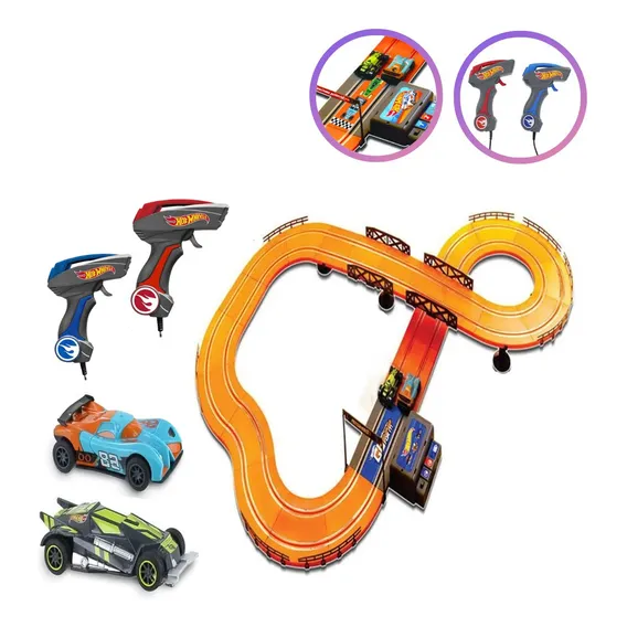 Brinquedo Pista Corrida 380cm Hot Wheels 2 Carros- Multikids Cor Laranja Foto 1