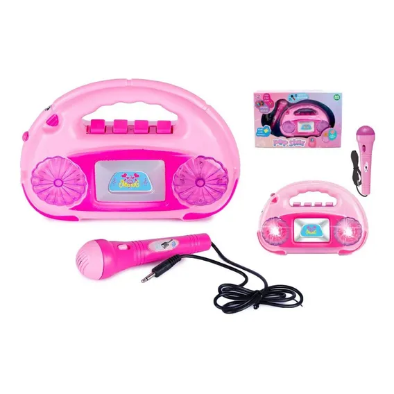Brinquedo Radio Microfone Musical Sai Voz Toca Musica Luzes Foto 1