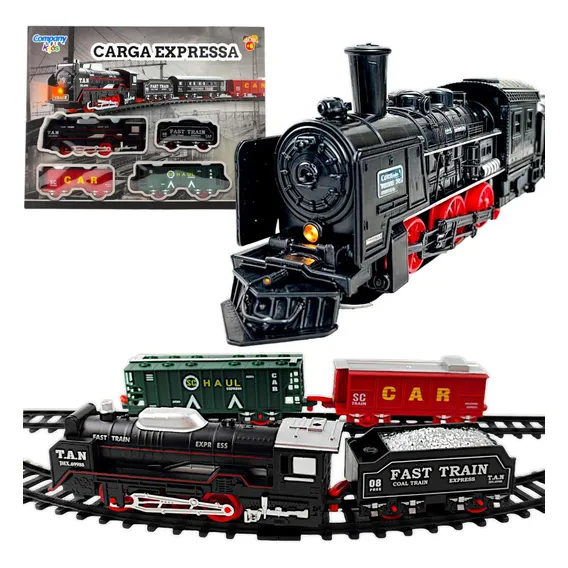 Brinquedo Trem Carga Ferrorama Grande 320cm Trilho À Pilha Foto 1