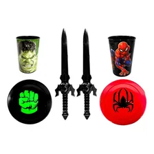 Brinquedos C/ 2 Escudos 2 Espadas 2 Copos Hulk Homem Aranha Foto  mini 1