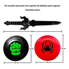 Brinquedos C/ 2 Escudos 2 Espadas 2 Copos Hulk Homem Aranha Foto mini  3