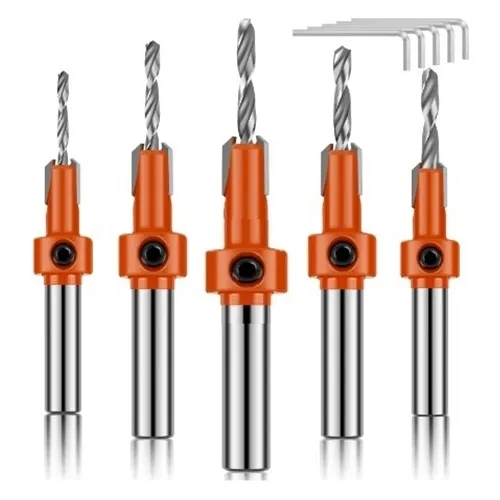 Broca Madeira Escareador Haste 8mm Marcenaria Kit Com 5 Foto 1
