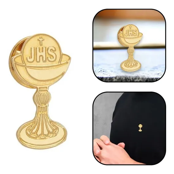 Broche Boton Eucaristia Cálice Dourado Foto 1
