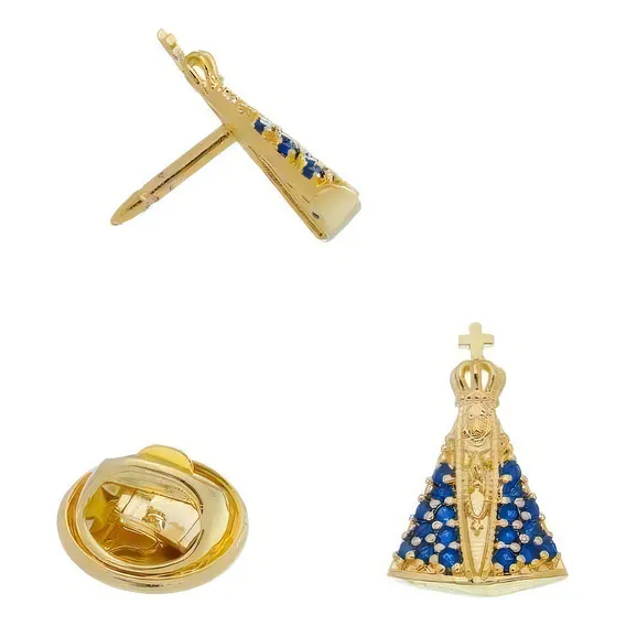Broche Boton Pingente De Nossa Senhora Aparecida Banhado Foto 1