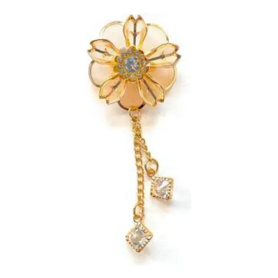 Broche Flor Dourado Com Strass 9 Foto 1