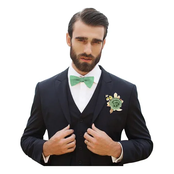 Broche Lapela Noivo Padrinho Casamento Flor De Cetim Verde Foto 1