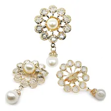 Broche Pérola Com Strass - 55mm X 35mm - Dourado - Unidade Foto mini 1
