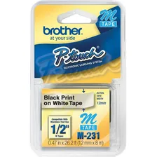Brother M231 fita compativel para rotulador 12mmx8m branca e preta Bt 1 unidade Foto mini 1