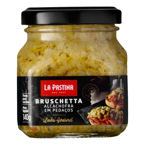 Bruschetta Gourmet Pedaços La Pastina Alcachofra 140g Frasco Foto 1