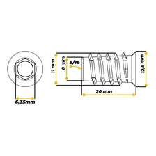 Bucha Americana Zincada Com Rosca 13x19mm 5 Peças R1467 Foto mini 3