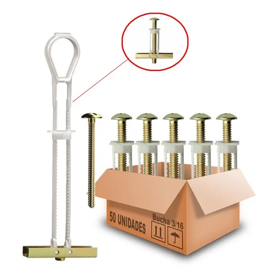 Bucha Gesso Drywall Sforbolt C/ Parafuso 3/16 - 12pcs C/ Foto 1
