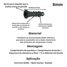 Bucha Para Fixação Concreto Com Anel 8mm C/ 1000 Peças Foto mini  2