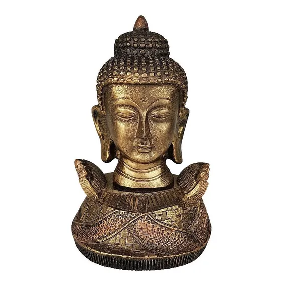 Buda Hindu Busto * Chakras * Resina * Hindu Cor Dourado Foto 1