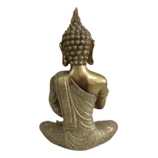 Buda Tailandês Em Resina Dourado 28 X 19 Cm Foto mini 4