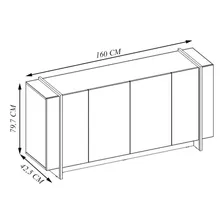 Buffet Aparador Decorativo 160cm Destin Freij贸/preto Foto mini 4