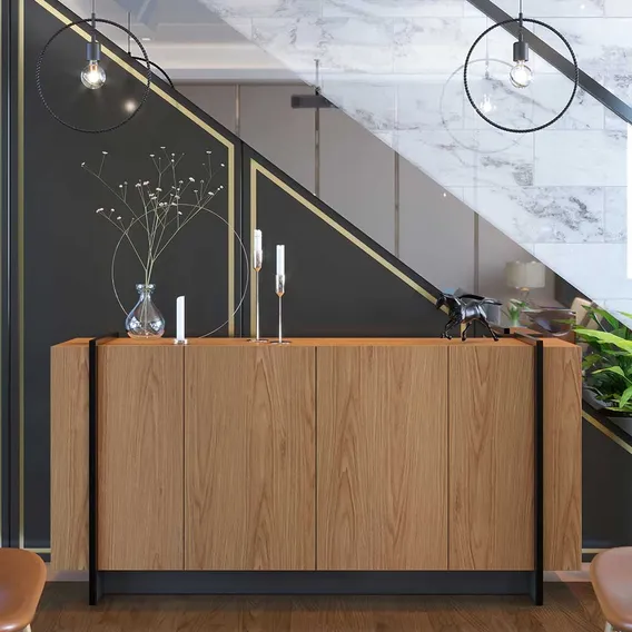 Buffet Aparador Decorativo 160cm Destin Freij贸/preto Foto 1