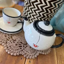 Bule Caneca XĂcara Pires CafĂ© Chaleira Chá Decorado Presente Cor Preto Bule Decorado Foto mini 2