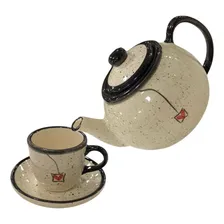 Bule Caneca XĂcara Pires CafĂ© Chaleira Chá Decorado Presente Cor Preto Bule Decorado Foto mini 4