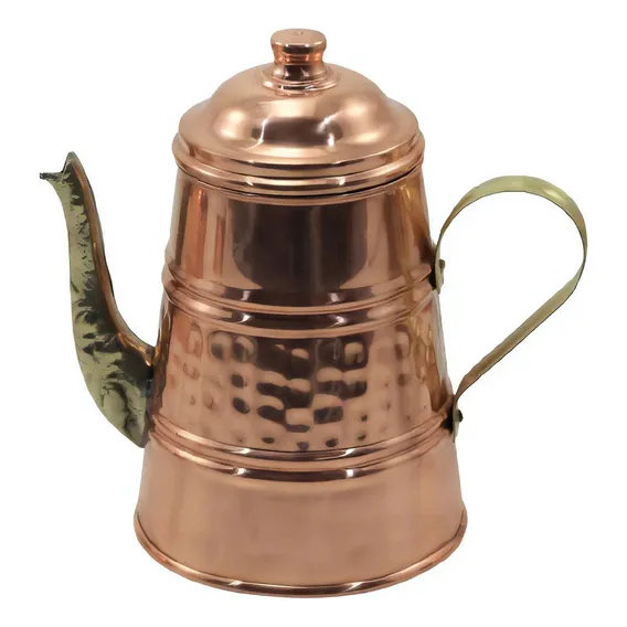 Bule Em Cobre Bico Bronze Chaleira Café E Chá Jarra Tampa G Foto 1