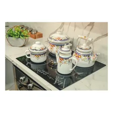 Bule Ferro Fundido 1.2l Revestimento Esmaltado Hotel Casa Cor Branco Foto mini  3