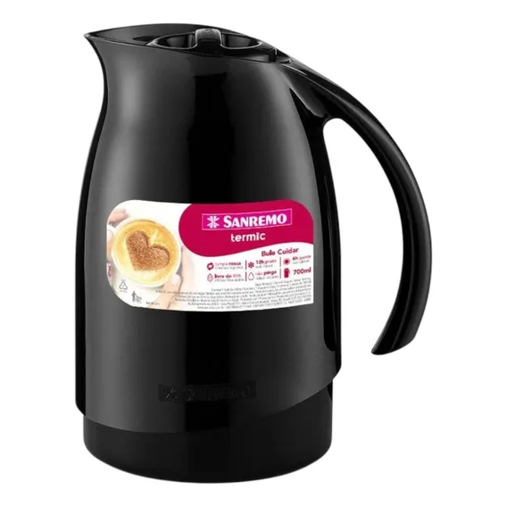 Bule Termico Plastico Preto Cuidar 700ML Sanremo Ref. SR1011/01 Foto 1