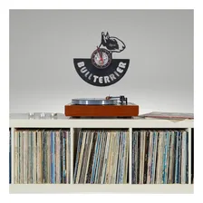 Bull Terrier, Cachorro Pet Shop, Relógio, Disco De Vinil Estrutura Preto Fundo Preto Foto mini  2