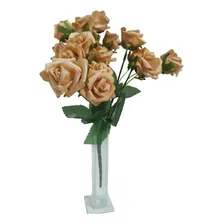 BuquĂȘ / Galho 18 Rosas Artificiais Tiffany Arranjo Enfeite Cor Nude Foto mini 1