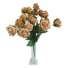 BuquĂȘ / Galho 18 Rosas Artificiais Tiffany Arranjo Enfeite Cor Nude Foto mini 2