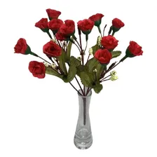 Buque Com 15 Mini Rosas Artificiais Arranjo Enfeite Flores Cor Vermelhas Foto mini 1
