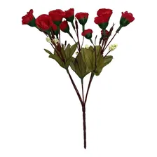Buque Com 15 Mini Rosas Artificiais Arranjo Enfeite Flores Cor Vermelhas Foto mini 3