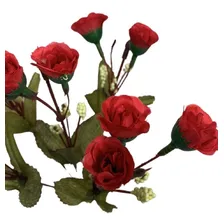 Buque Com 15 Mini Rosas Artificiais Arranjo Enfeite Flores Cor Vermelhas Foto mini 2