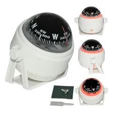 Bússola Náutica Marítima Com Base Luz Led Para Barco Lancha Cor Branco Foto  mini 1