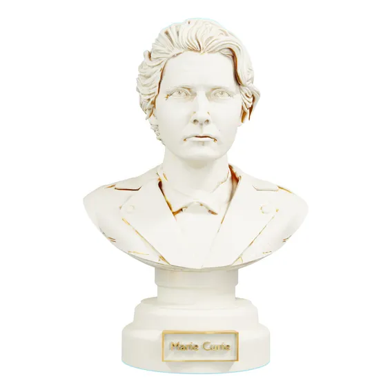 Busto Estátua Marie Curie - Nobel De FĂsica E QuĂmica Cor Cor Mármore Dourado Foto 1