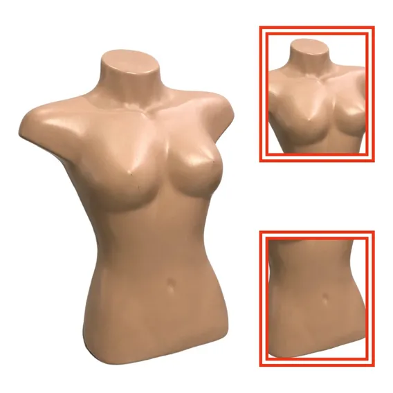 Busto Expositor Feminino Bege Manequim Moulagem Para Lojas Foto 1