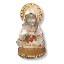 Busto Sagrado Coração De Maria Em Resina Pérola 12cm Pequeno Foto  mini 1