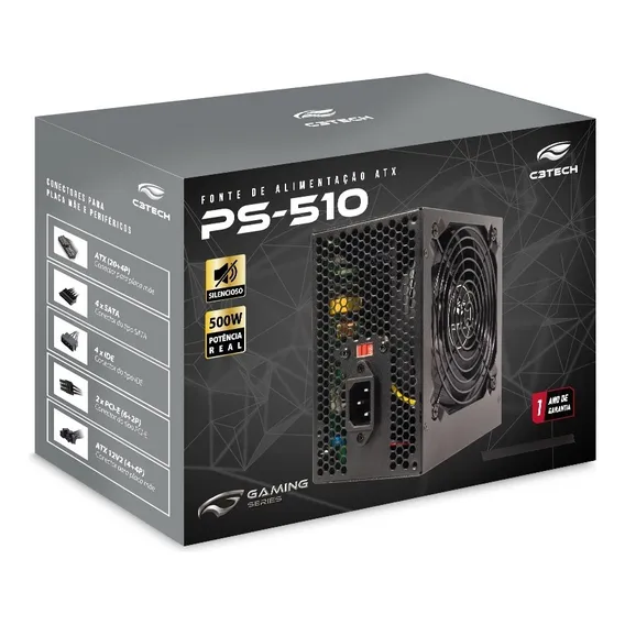 C3 Tech fonte Atx 500w Ps-510bk gaming Foto 1